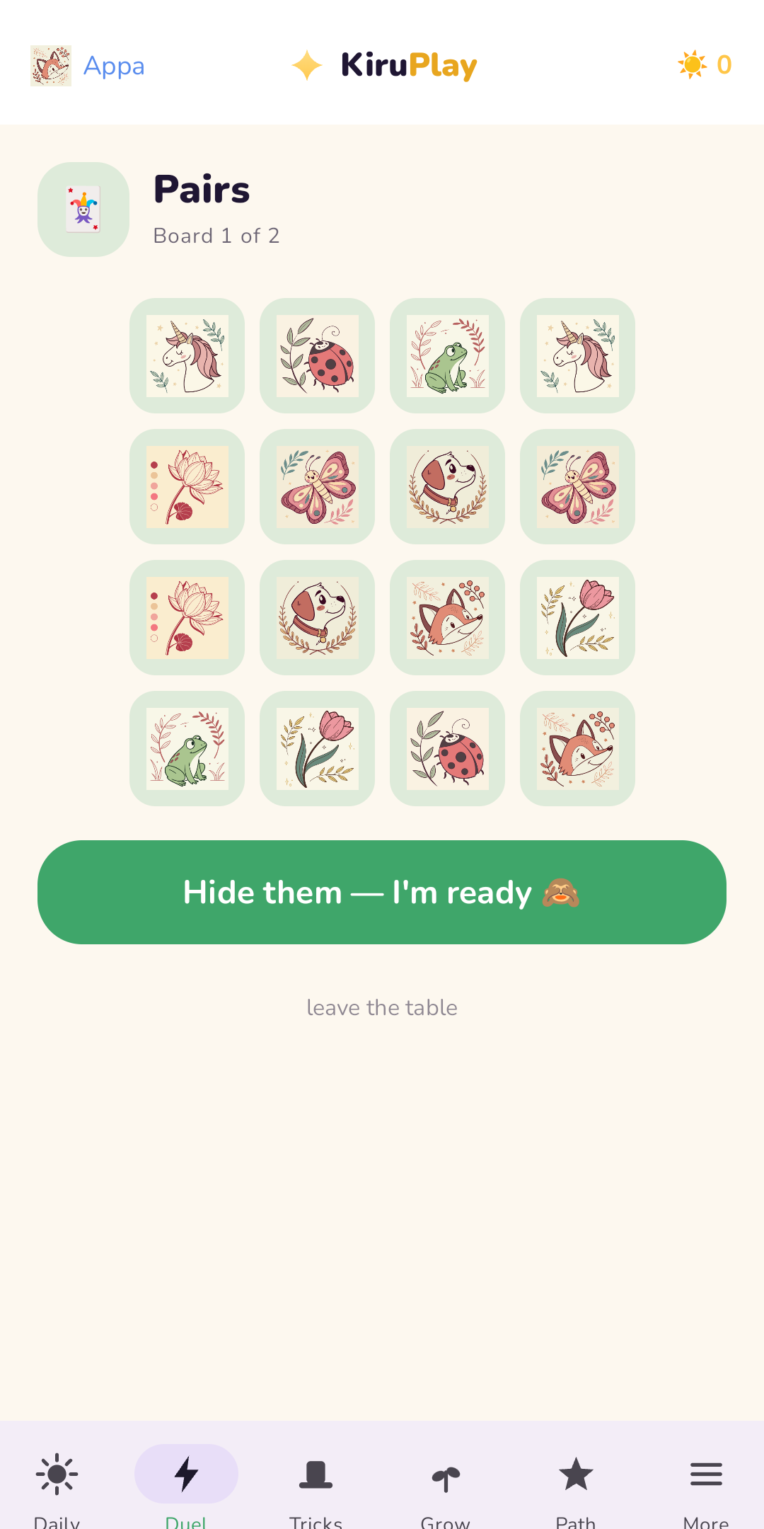Memory game